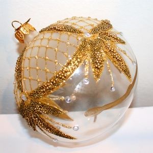 Neiman Marcus Glass Christmas ornament Ball/Bauble Made In Poland
